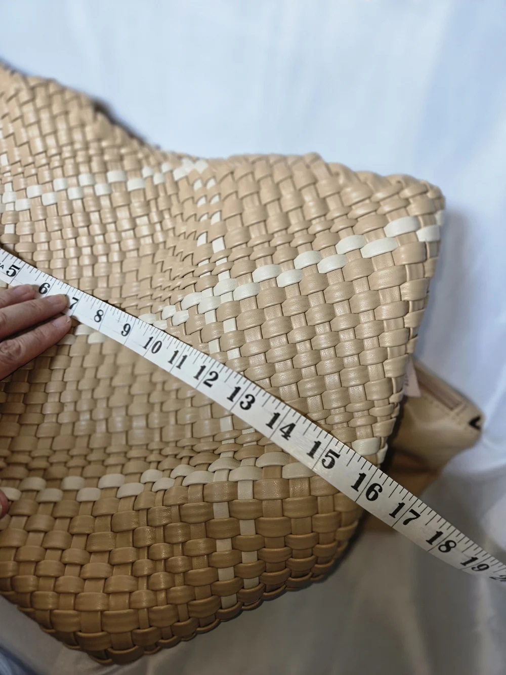 Expressions Woven Tan and Cream Tote